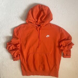 Nike Sweatshirt Adult Medium Orange Embroidered Hoodie Swoosh Distressed Men's M